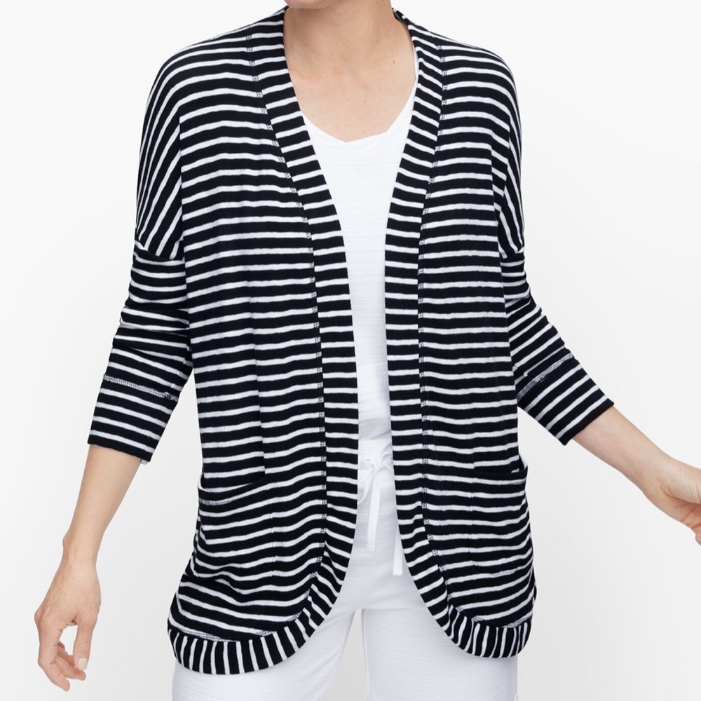 T by Talbots striped open front cardigan